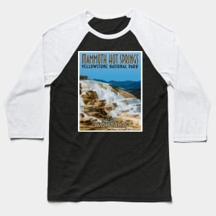 Mammoth Hot Springs retro travel poster image Baseball T-Shirt